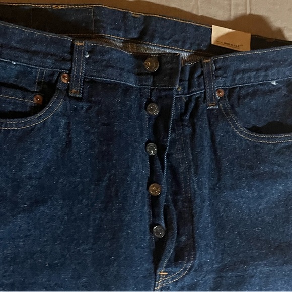 Levi's Original 501 0115 Dark Wash Button Fly Straight Denim Jeans Men's 36 X 32 - Picture 11 of 14